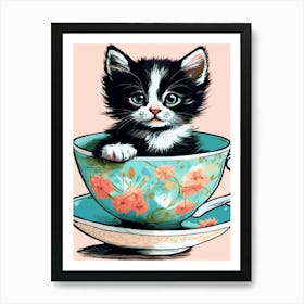 Kitten In A Teacup 2 Art Print
