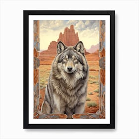 Indian Wolf Desert Scenery 2 Art Print