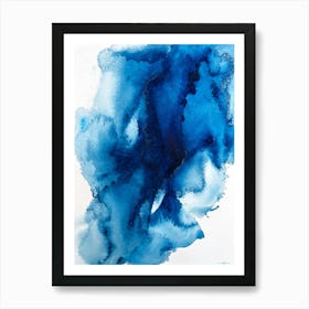 Blue Abstraction, Watercolor Painting on Paper Art Print