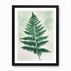 Green Ink Painting Of A Royal Fern 4 Art Print