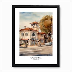 Santa Rosa, California 4 Watercolor Travel Poster Art Print