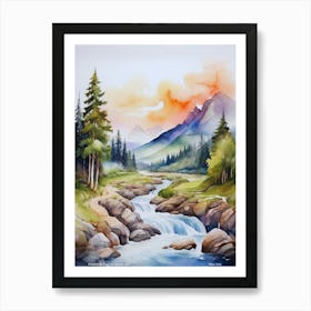 mountain forest landscape.1 Art Print