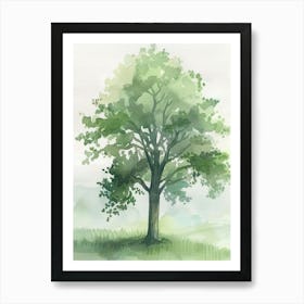 Ash Tree Atmospheric Watercolour Painting 1 Art Print