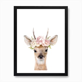 Peekaboo Floral Deer Art Print