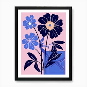 Blue Flower Illustration Asters 2 Art Print