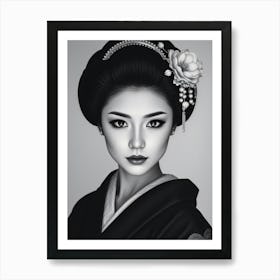 Geisha Portrait Monochrome Poster