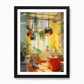 Kitchen With Pots And Pans Art Print