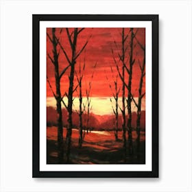 Sunset Over Trees Art Print