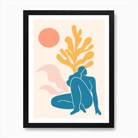 Woman Sitting Under a Tree Matisse Style Art Print