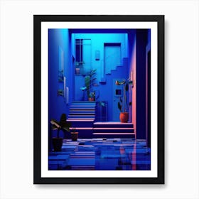 Blue Hallway Art Print