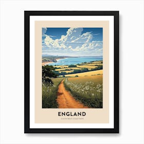 South West Coast Path England 3 Vintage Hiking Travel Poster Art Print