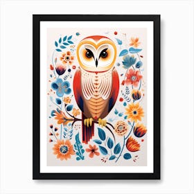 Scandinavian Bird Illustration Barn Owl 4 Art Print