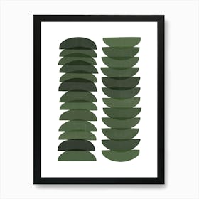 Dark Green Mid Century Art Print