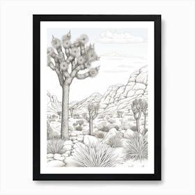  Detailed Drawing Of A Joshua Trees At Dawn In Desert 1 Art Print