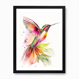 Fiery Throated Hummingbird Cute Neon 3 Art Print