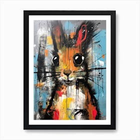 Street Noir Ballet: Squirrel's Dark Whispers Art Print