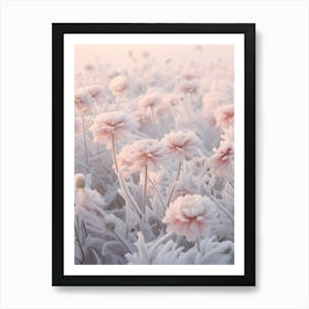 Frosty Botanical Zinnia 2 Art Print