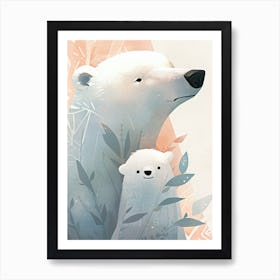 Polar Bear and Baby Bear Art Print