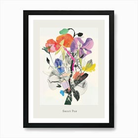 Sweet Pea 3 Collage Flower Bouquet Poster Art Print