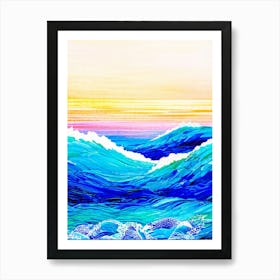 Abstract Representation Of A Tropical Ocean Wave Bright Colors Evoking The Essence Of Caribbean Bea (6) Art Print