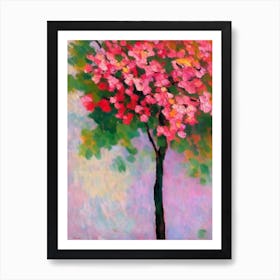Flowering Cherry tree Abstract Block Colour Art Print
