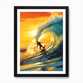 Surfing In A Wave On Seven Mile Beach, Negril Jamaica 1 Art Print