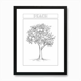 Peach Tree Minimalistic Drawing 1 Poster Art Print