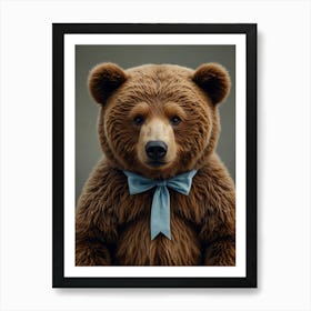 Bear With Blue Bow Tie Art Print