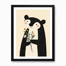 Bear With Flowers Art Print