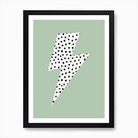 Spotty Lightning Bolt on Sage Green Art Print