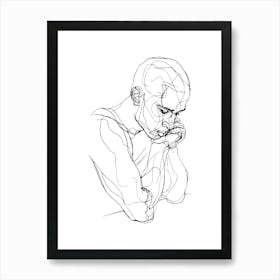 Portrait Of A Man Minimalist Line Art Monoline Illustration 1 Art Print