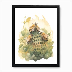 Bee Suit Bee Beehive Watercolour Illustration 4 Art Print