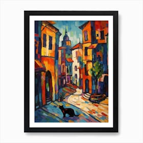 Painting Of Istanbul With A Cat In The Style Of Fauvism 3 Art Print