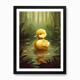  Cute Duckling In The Forest Illustration 3watercolour Art Print