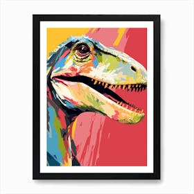 Colourful Dinosaur Deinonychus 1 Art Print