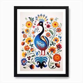 Scandinavian Bird Illustration Peacock 1 Art Print