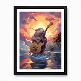 Rat Playing Guitar Art Print