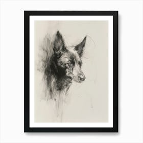 Swedish Vallhund Dog Charcoal Line Art Print