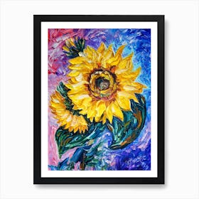 Sunflower Textured Palette Knife Art Print