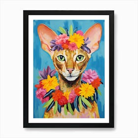 Peterbald Cat With A Flower Crown Painting Matisse Style 2 Art Print