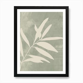 Abstract Green Botanical, Boho Sage Green Leaf Art Print