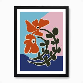 Retro minimal flower V Art Print