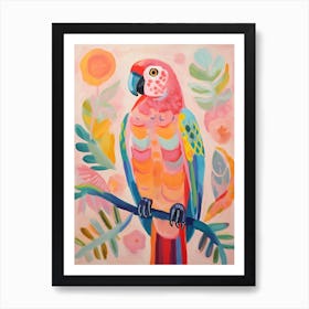 Pink Scandi Parrot 3 Art Print