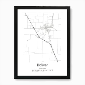 Bolivar,United States Minimalist Map Art Print