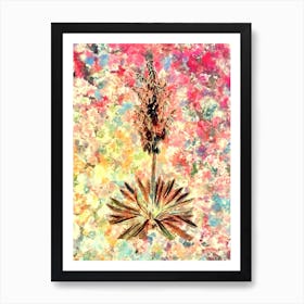 Impressionist Adam's Needle Botanical Painting in Blush Pink and Gold n.0030 Art Print