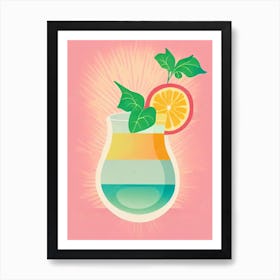 Whiskey Sour Retro Pink Cocktail Poster Art Print