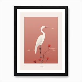 Minimalist Egret 2 Bird Poster Art Print