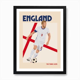 England World Cup Football Retro Illustration Art Print