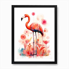 Bird Painting Collage Flamingo 1 Art Print
