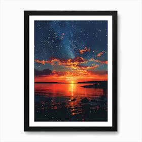 Sunset Over The Water Art Print